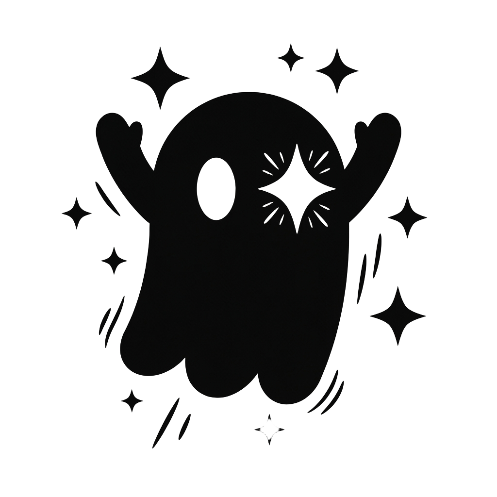 Ghost mascot, thrilled